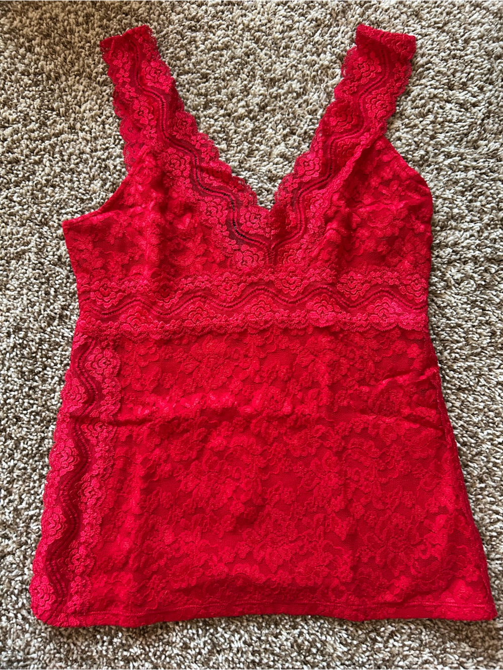 Moda International Red Lace Camisole with V-Neck